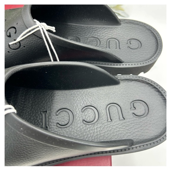 Gucci rubber slip on sandals cut out monogram size 12 made in Italy - Picture 4 of 7